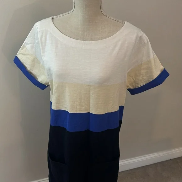 JCrew 100% Cotton Short Sleeve Color Block Dress Like New! - Picture 2 of 9
